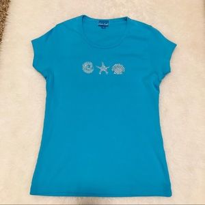 NWOT Sea Salt Women’s Top w/ beads/rhinestones szS